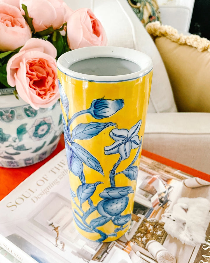 Petite Blue & Yellow Chinoiserie Flower Vase