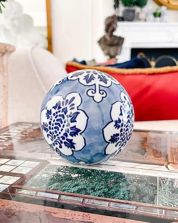 Set Of 6 Blue & White Porcelain Carpet Balls
