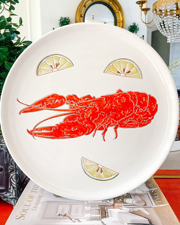 Italian Ceramic Lobster & Lemon 13.5" Platter