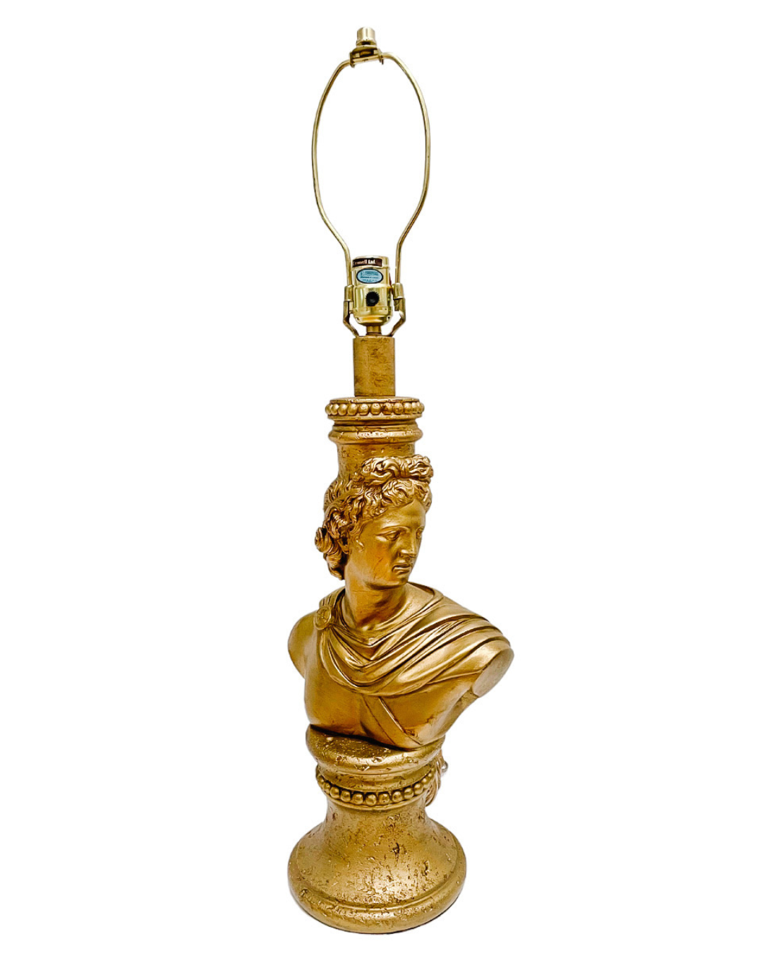 Neoclassical Gold Plaster Apollo Bust Table Lamp