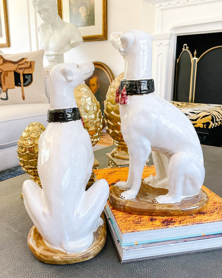 Gorgeous Pair Of Large 14" Hollywood Regency Whippets