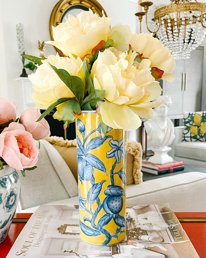 Petite Blue & Yellow Chinoiserie Flower Vase