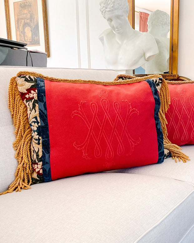 XL Vintage Rectangular Fringe Throw Pillow