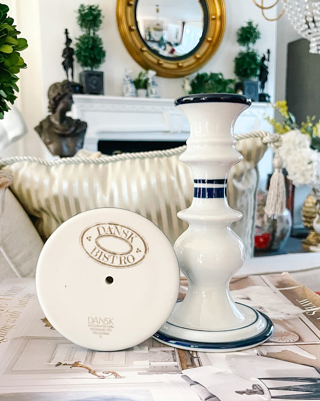 Navy Blue & White Scandinavian Candlesticks