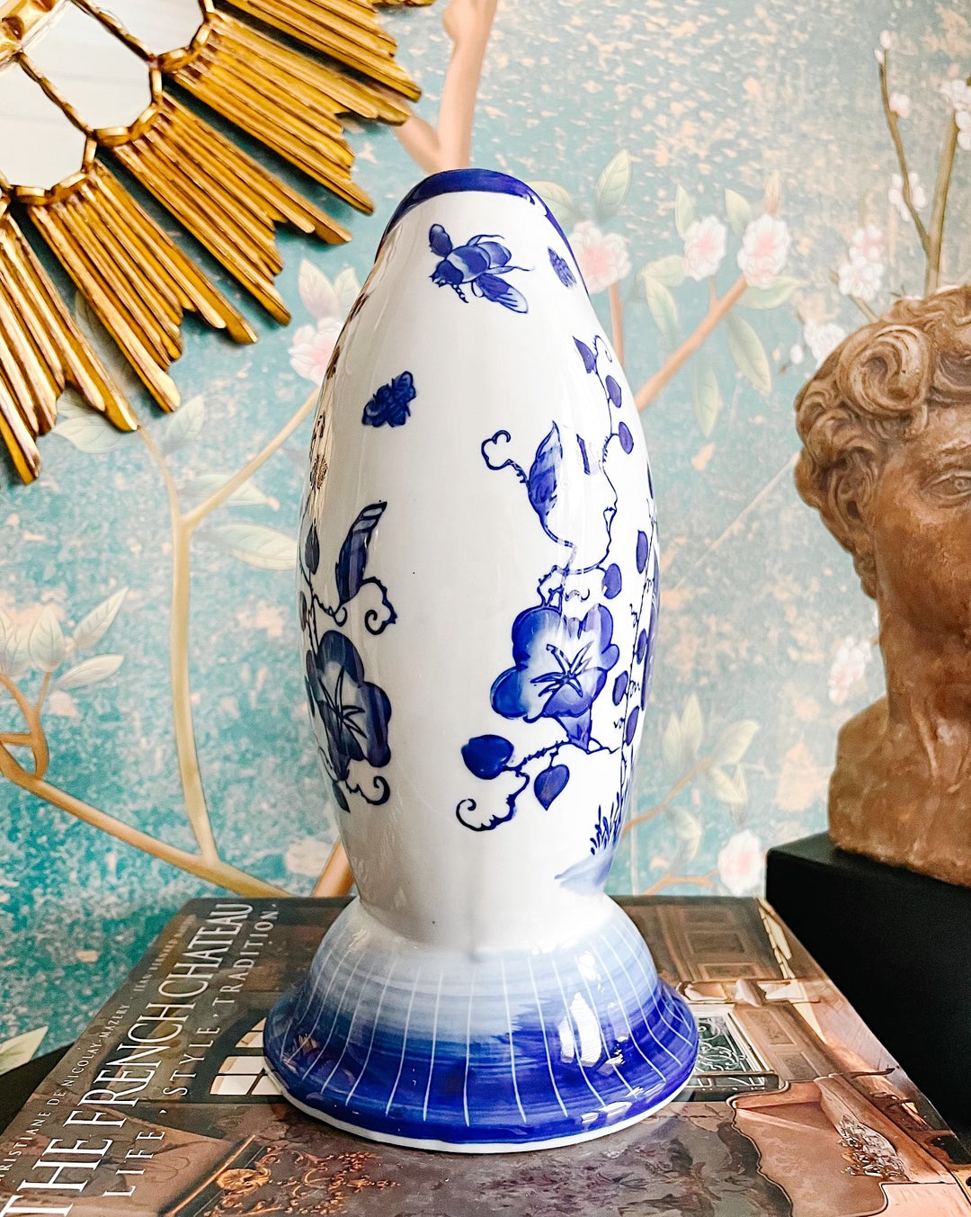 Vintage Blue & White Fish Flower Vase