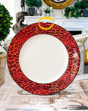 Neiman Marcus Red Leopard Plates, Set Of 12