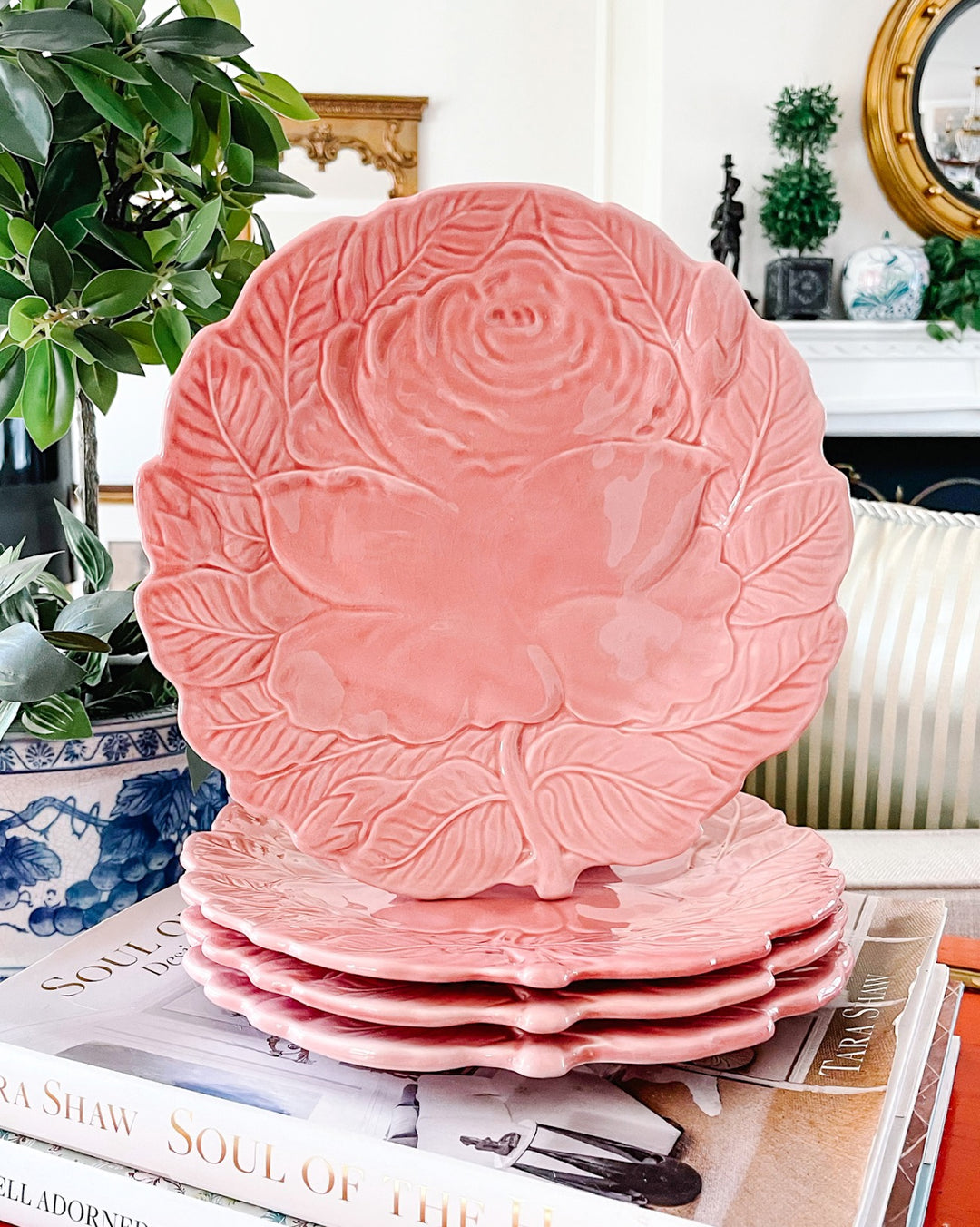 Bordallo Pinheiro Pink Rose Luncheon Plates