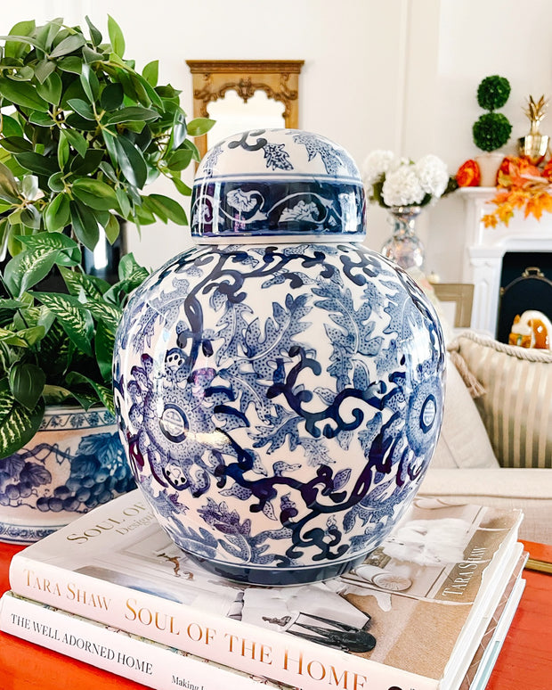 Large Blue & White Double Happiness Ginger Jar