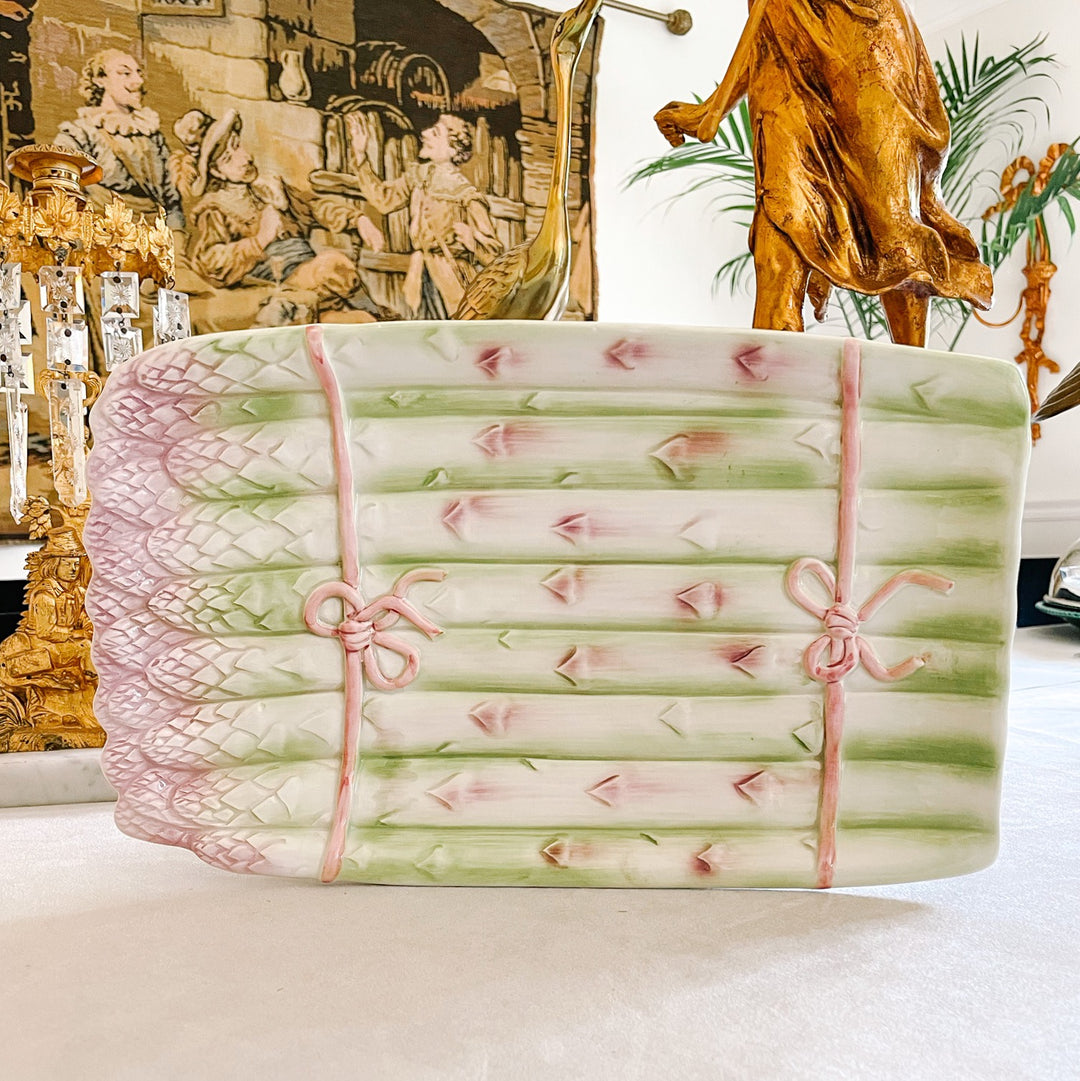 Large 14" Pink Bow Asparagus Italian Platter