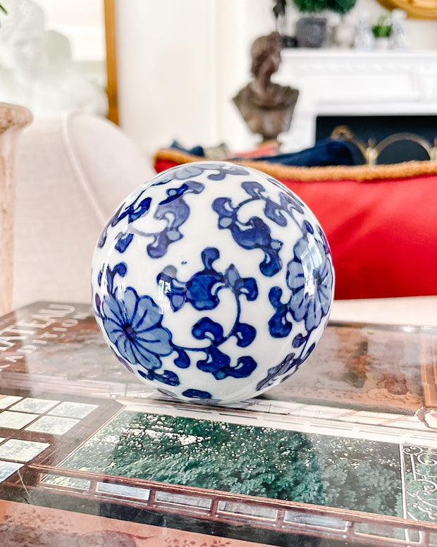 Set Of 4 Blue & White Porcelain Carpet Balls