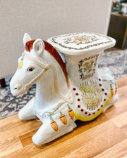 Vintage Hollywood Regency Horse Garden Stool