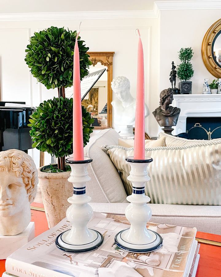 Navy Blue & White Scandinavian Candlesticks