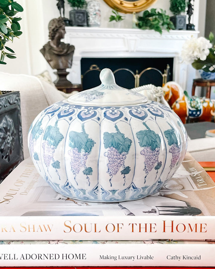 Chinoiserie Porcelain Pumpkin Ginger Jar