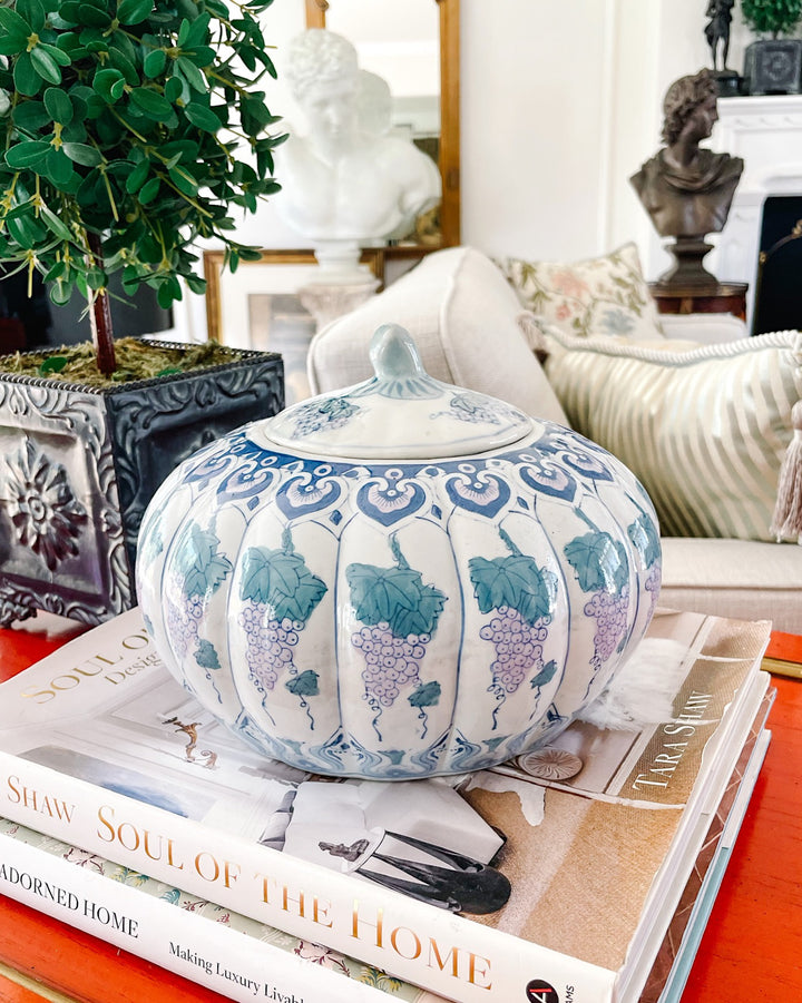 Chinoiserie Porcelain Pumpkin Ginger Jar