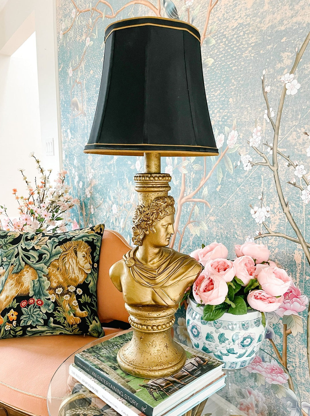 Neoclassical Gold Plaster Apollo Bust Table Lamp