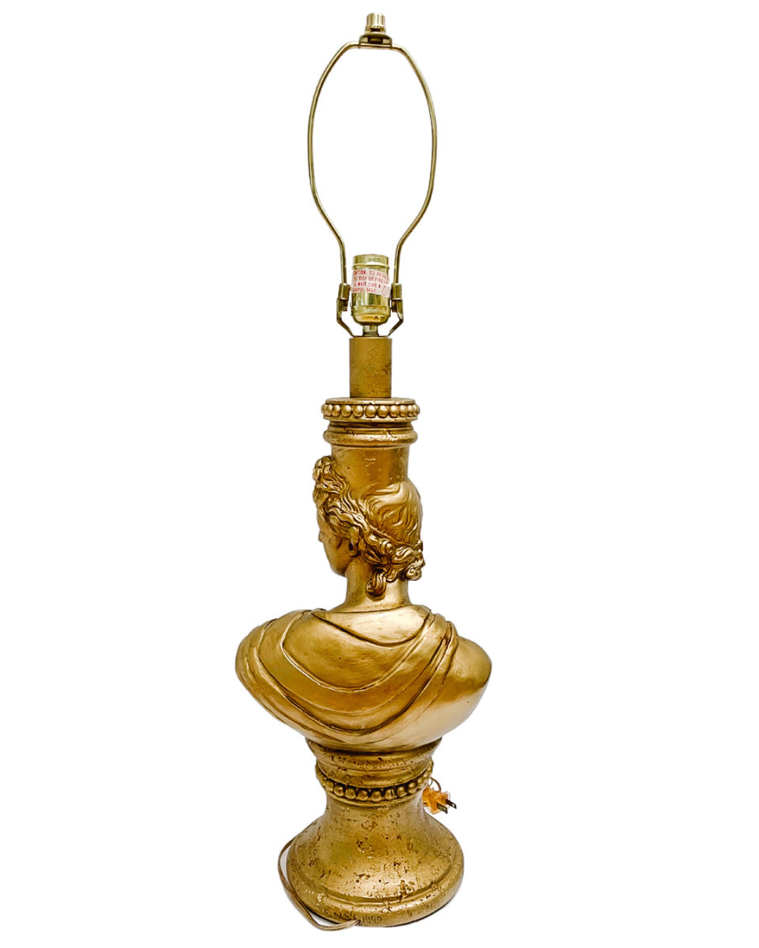 Neoclassical Gold Plaster Apollo Bust Table Lamp