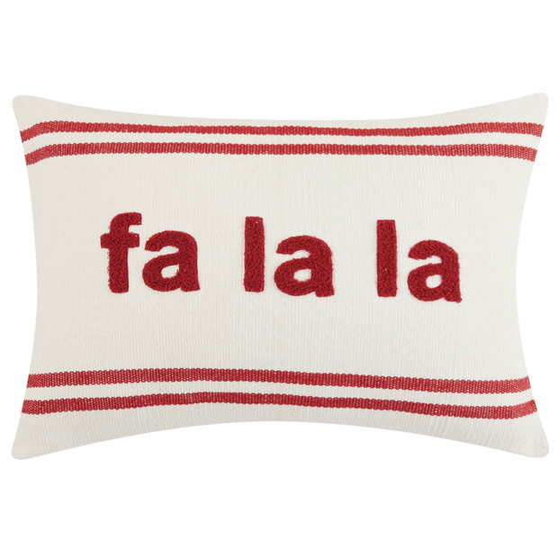 Fa La La Red Stripe Boucle Embroidered Pillow