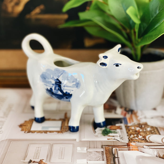 Vintage Blue & White Delftware Cow Creamer